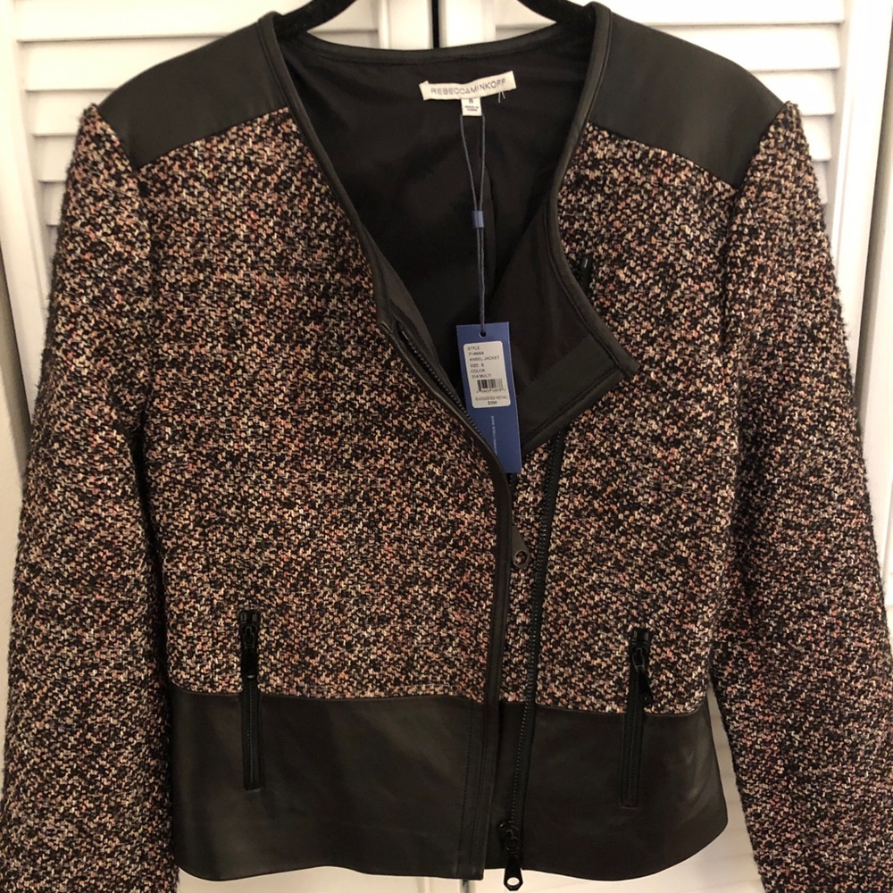 🆕 Rebecca Minkoff Leather & Tweed Jacket